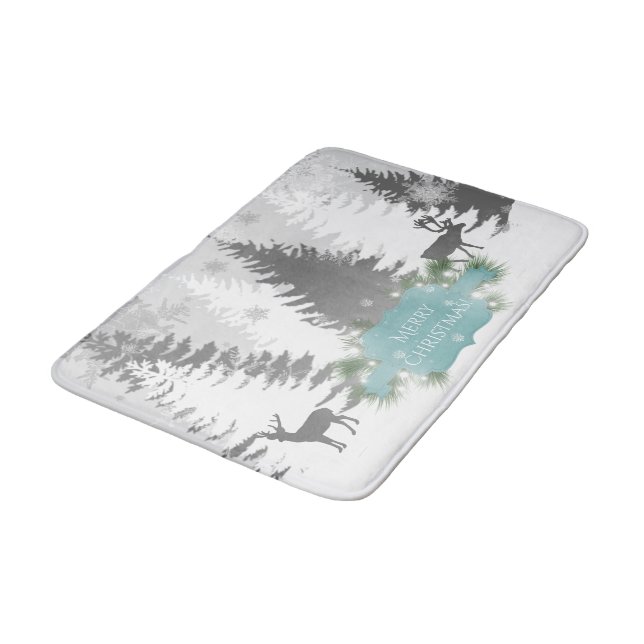 Winter Wonderland Bath Mat - Teal (Angled)