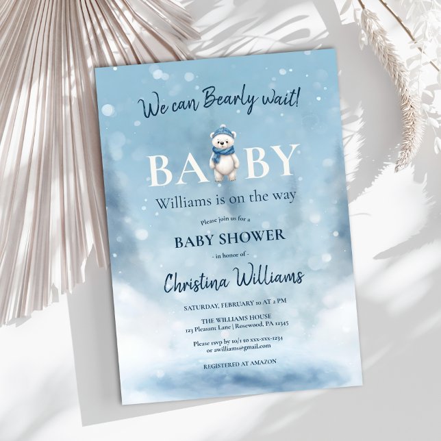Winter Wonderland Bear Boy Baby Shower Invitation (Creator Uploaded)