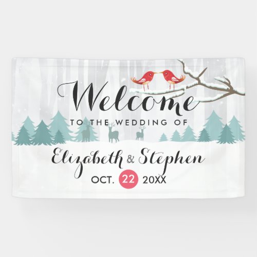 Winter Wonderland Birds  Reindeer Wedding Banner