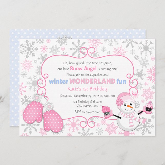 Winter Wonderland Birthday Invitation (Front/Back)