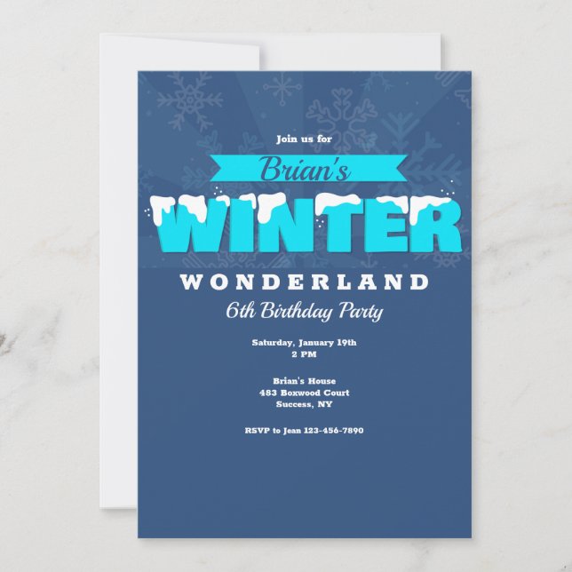 Winter Wonderland Birthday Invitation (Front)
