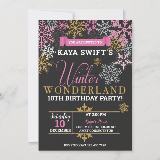 Winter Wonderland Birthday Invitation (Front)