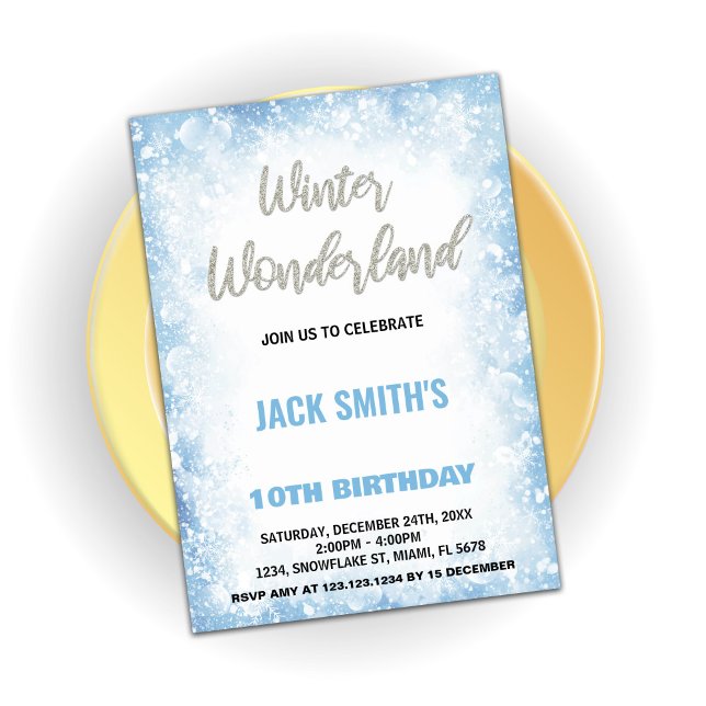 Winter Wonderland Birthday Invitations Blue Cloud (Winter Wonderland Birthday Invitations Blue Cloud)