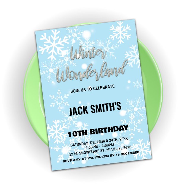 Winter Wonderland Birthday Invitations Silver (Winter Wonderland Birthday Invitations Silver)