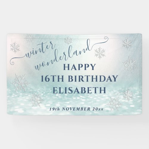Winter wonderland birthday party banner