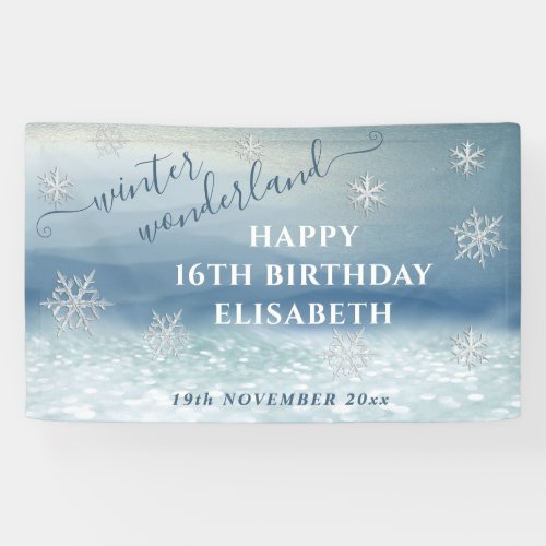 Winter wonderland birthday party banner