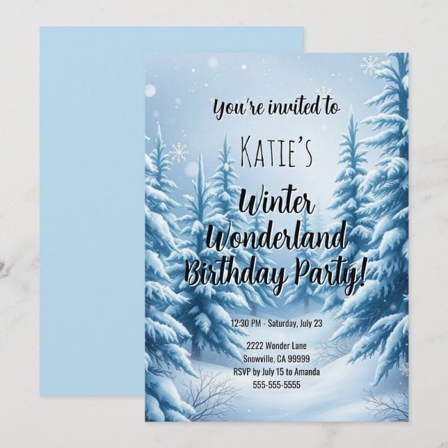 Winter Wonderland Birthday Party  Invitation (Front/Back)