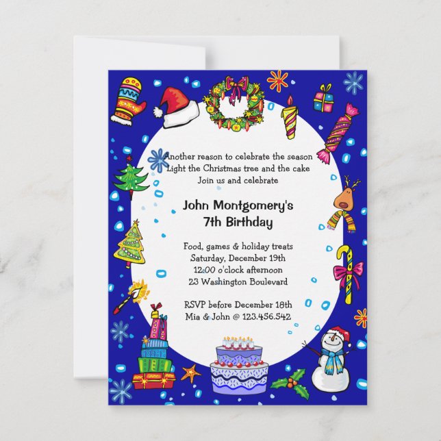 Winter Wonderland Birthday Party Invitation (Front)