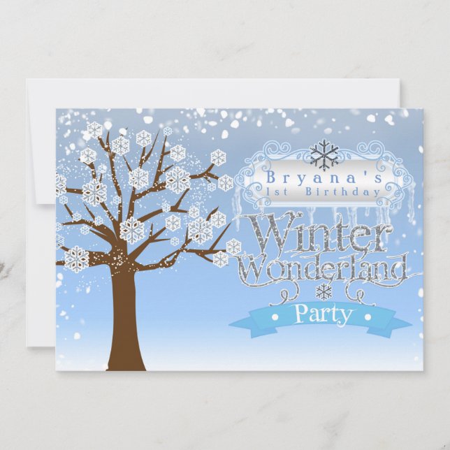 Winter Wonderland Birthday Party Invitation (Front)