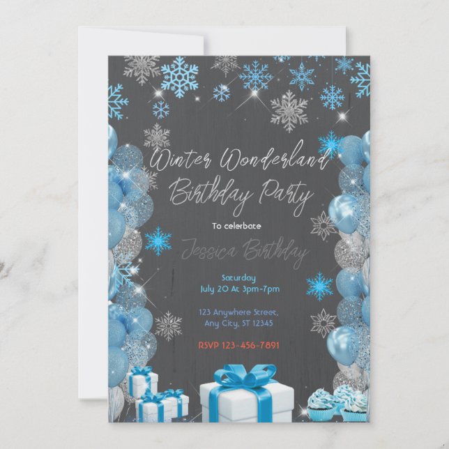 Winter Wonderland Birthday Party  Invitation (Front)