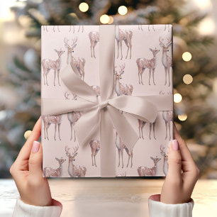 Winter Wonderland Birthday Pink and Deer Wrapping Paper
