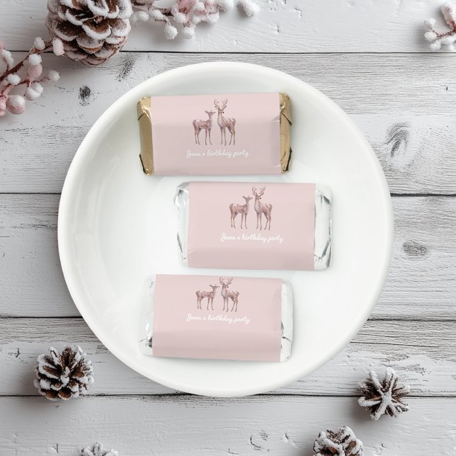Winter Wonderland Birthday Pink & Deer Hershey's Miniatures (Creator Uploaded)