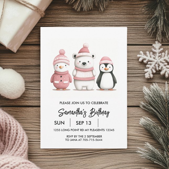 Winter Wonderland Birthday | Soft Pink  Invitation (Creator Uploaded)
