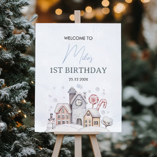 Winter Wonderland Birthday Welcome Sign
