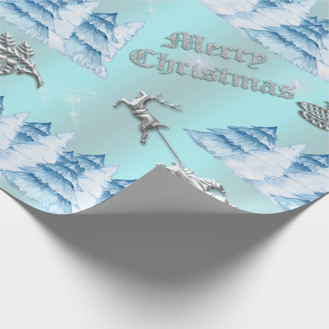 Blue And Silver Christmas Wrapping Paper 