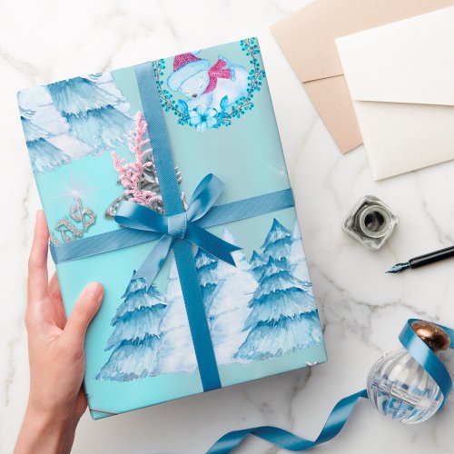 Winter Wonderland Blue and Silver Christmas Wrapping Paper