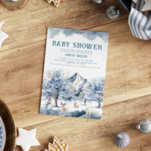 Winter Wonderland Blue Baby Shower Invitation