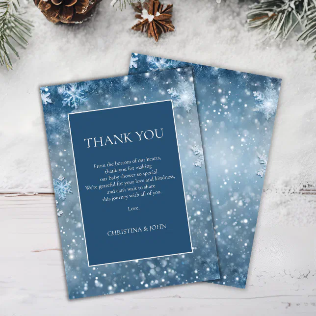 Winter Wonderland Blue Baby Shower Thank You Card | Zazzle