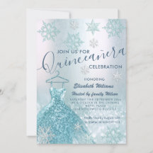 Winter wonderland blue dress glittery ombre invita