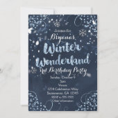 Winter Wonderland Blue Elegant Party Invitations (Front)