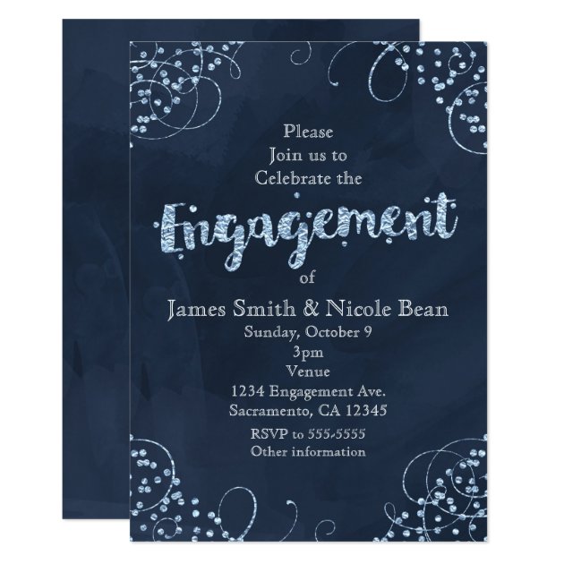 Winter Wonderland Blue Engagement Invitations