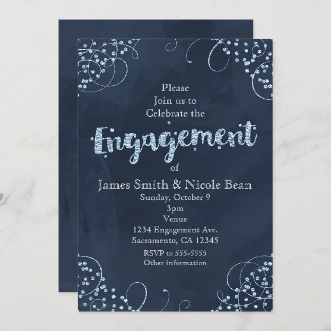 Winter Wonderland Blue Engagement Invitations (Front/Back)