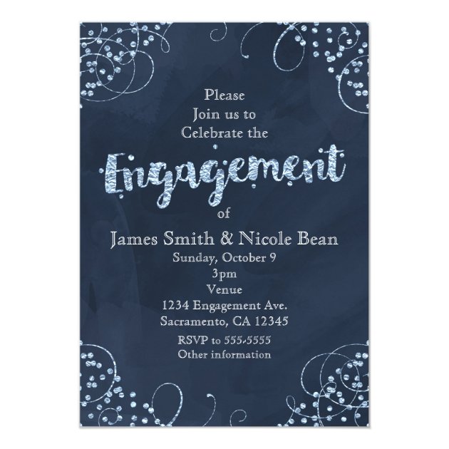 Winter Wonderland Blue Engagement Invitations