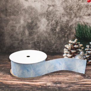 Winter Wonderland Blue frosty pattern Grosgrain Ribbon