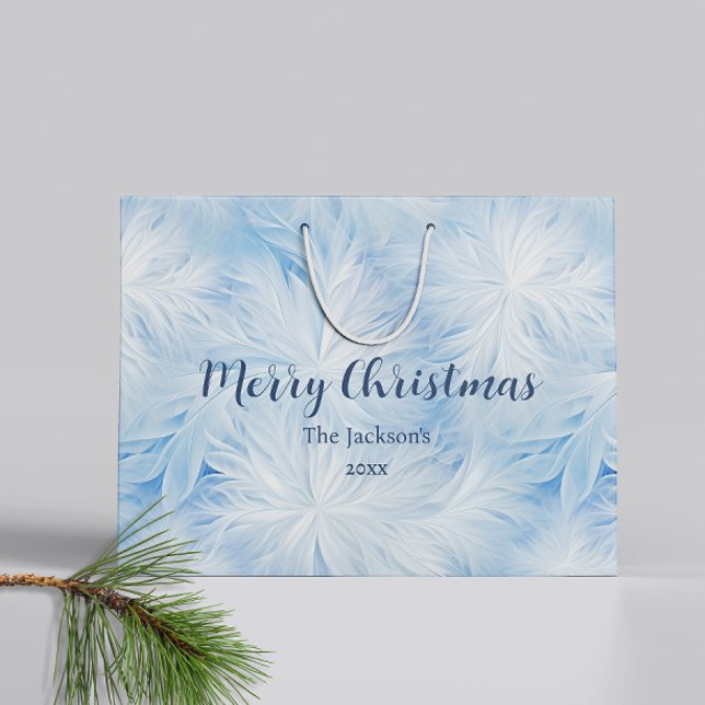 Winter Wonderland Blue frosty pattern Large Gift Bag (Creator Uploaded)