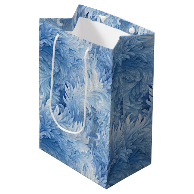 Winter Wonderland Blue frosty pattern Medium Gift Bag (Front Angled)