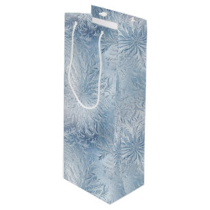 Winter Wonderland Blue frosty pattern Wine Gift Bag