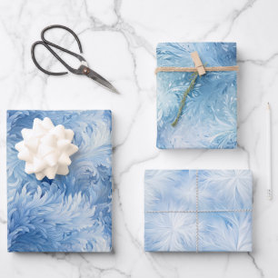 Winter Wonderland Blue frosty pattern Wrapping Paper Sheets