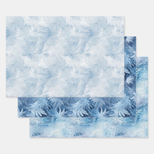 Winter Wonderland Blue frosty pattern Wrapping Paper Sheets