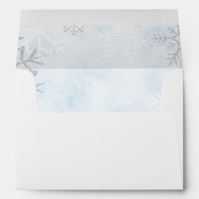 Winter Wonderland Blue Silver Snow Envelope (Back (Bottom))