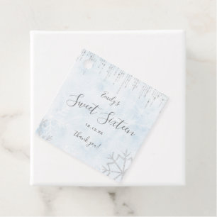 Winter Wonderland Blue Silver Snow Ice Sweet 16 Favor Tags