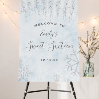 Winter Wonderland Blue Silver Snow Ice Sweet 16 Fo Foam Board