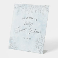 Winter Wonderland Blue Silver Snow Ice Sweet 16