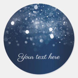 Winter Wonderland Blue Silver Sparkling Lights Classic Round Sticker