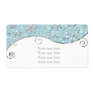Winter Wonderland Blue Silver Swirl Elegant Party Label