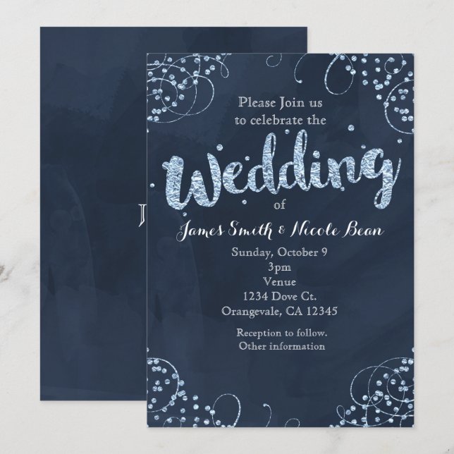 Winter Wonderland Blue & Simple Wedding Invitation (Front/Back)