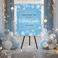 Winter Wonderland Blue Snowflake Birthday