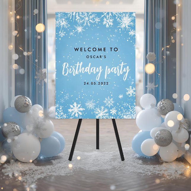 Winter Wonderland Blue Snowflake Birthday Foam Board (Creator Uploaded)