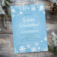 Winter Wonderland Blue Snowflake Birthday