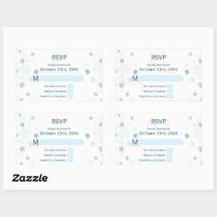 Winter Wonderland Blue Snowflake Wedding RSVP Rectangular Sticker