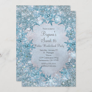 Winter Wonderland Blue Snowflakes Invitation