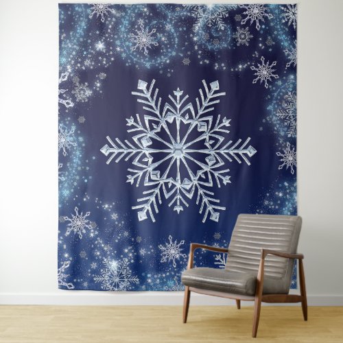 Winter Wonderland Blue Snowflakes Magic Backdrop
