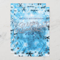 Winter Wonderland Blue Snowflakes Party Invitation