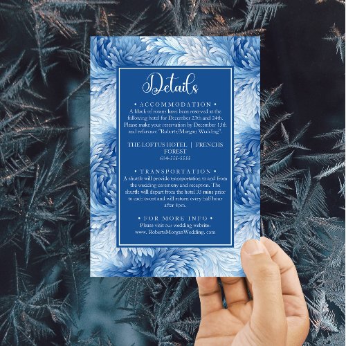 Winter Wonderland Blue Snowflakes Wedding Details Enclosure Card