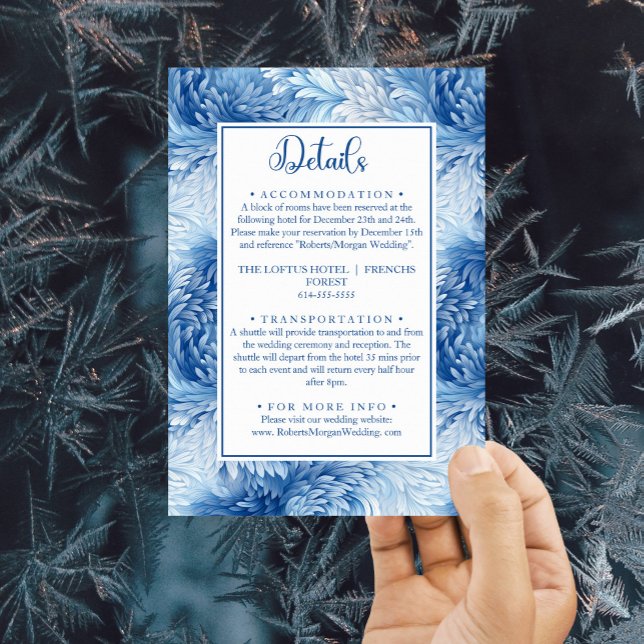 Winter Wonderland Blue Snowflakes Wedding Details Enclosure Card (Creator Uploaded)