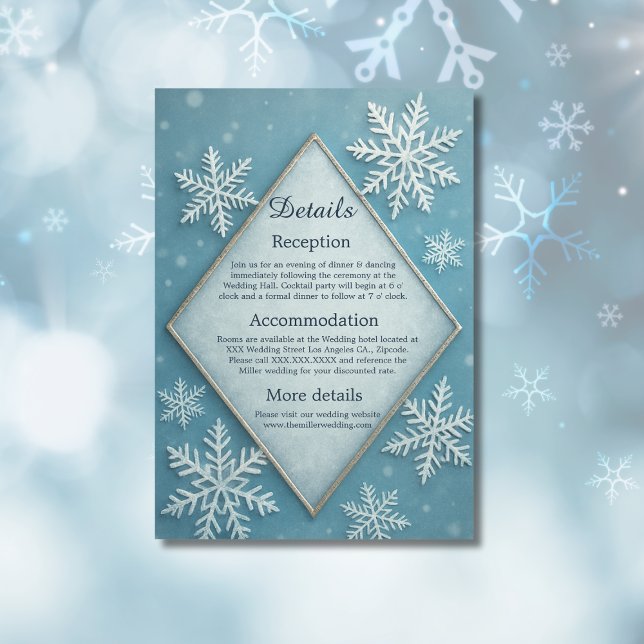Winter Wonderland Blue Snowy Romantic wedding  Enclosure Card (Creator Uploaded)
